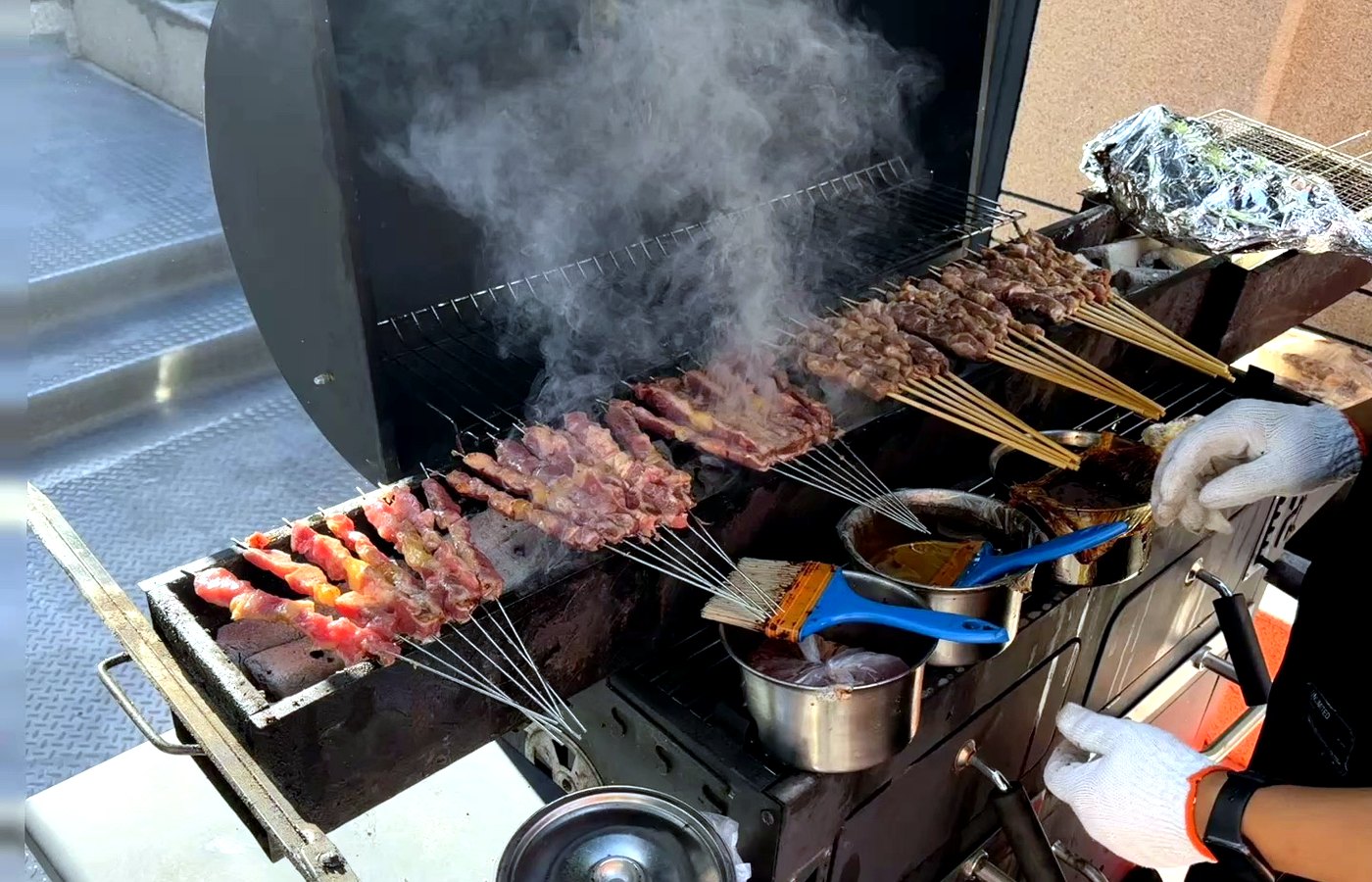 七号院露台烧烤炉现场